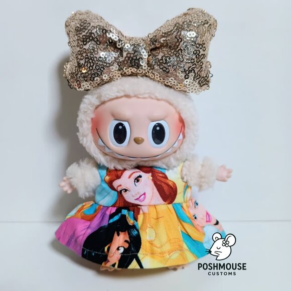 Labubu Disney Princess Belle Inspired Dress with Oversized Sparkle Bow Outfit - Picture 8 of 8